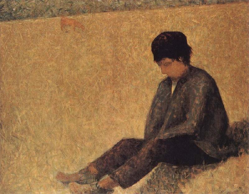 Georges Seurat The small Peasant sat on the lawn of the Pasture oil painting image